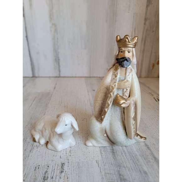 Nativity scene king gift sheep xmas ceramic home decor figure set - Picture 1 of 5